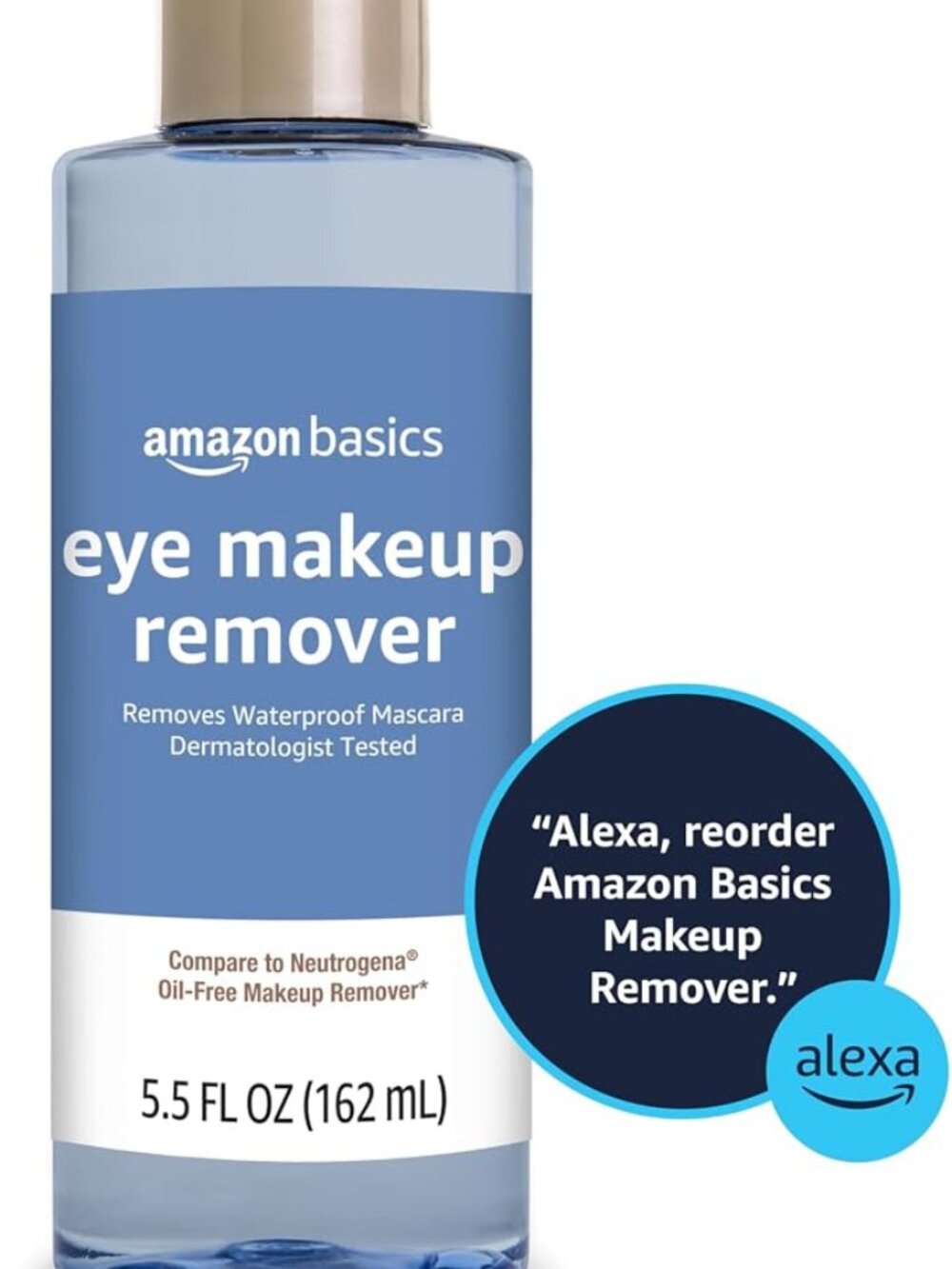 Amazon Basics Eye Makeup Remover, Removes Waterproof Mascara, Dermatologist Test